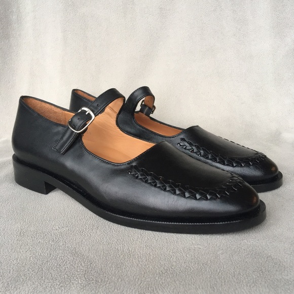 New Naguisa Berri Black Leather Mary Jane Flats 39 - Picture 3 of 11